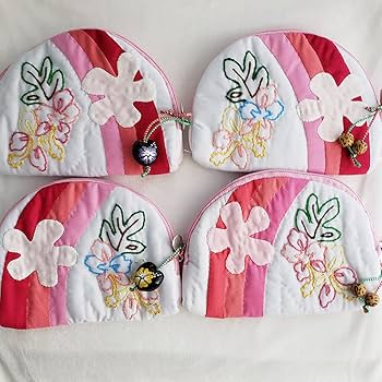 ハワイアンキルトバッグ・ポーチ（葡萄） ハワイアンキルトバッグ・ポーチ（葡萄） ハワイアンキルト